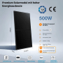 Schwarzes LUXEN 500W N-Typ Solarmodul, 22.48% Wirkungsgrad. Ideal für Anker SOLIX Balkonkraftwerk mit Flachdach.