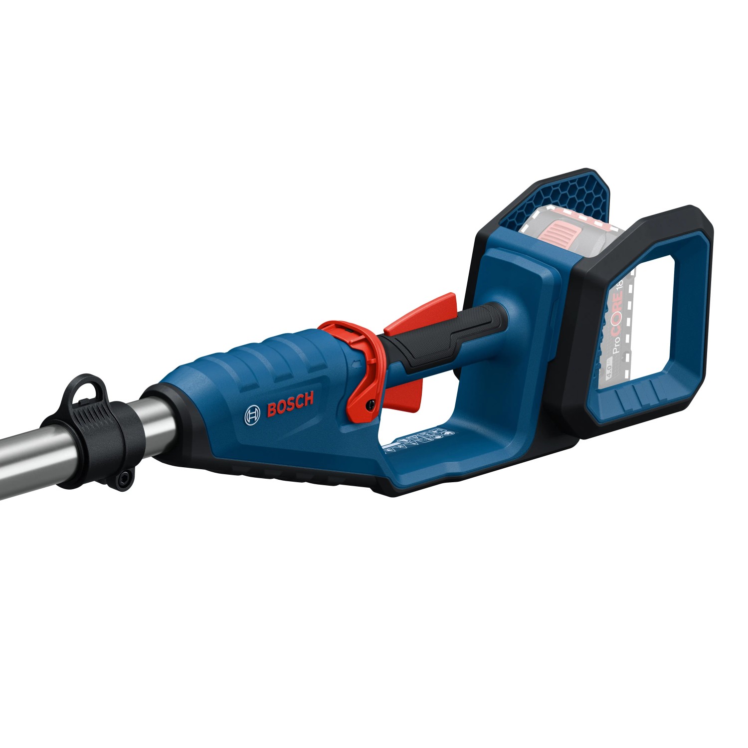 Bosch Professional Akku-Teleskopheckenschere GHE 18V-50 TP Solo, blau, mit Akku. Heckenschere für hohe Hecken.