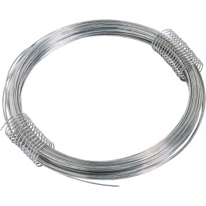Aufgerollter, verzinkter Eisendraht, 2,3 mm stark und 10 m lang.