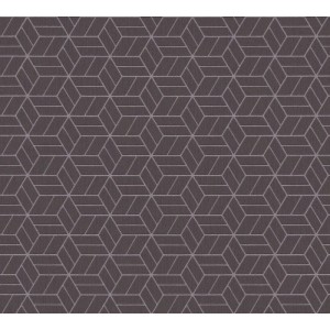 Schwarze Vliestapete mit grafischem 3D-Würfelmuster. Moderne, dekorative Tapete für stilvolle Wände.