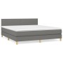Dunkelgraues vidaXL Boxspringbett 180x200 cm mit Matratze und Kopfteil.