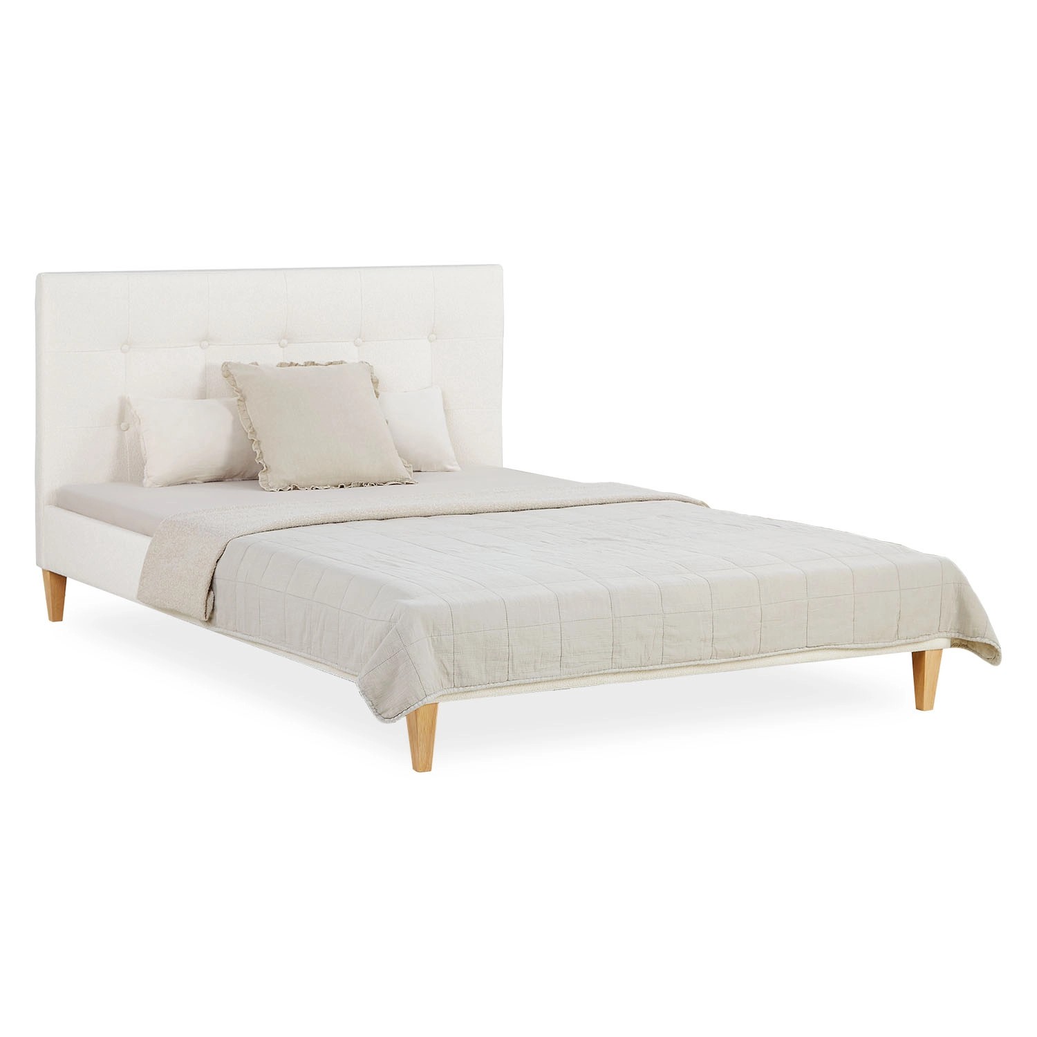 Homestyle4u Polsterbett 140x200 cm mit Lattenrost Doppelbett Bouclé Beige 2 günstig online kaufen