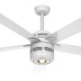 Weißer CASAFAN Deckenventilator mit Lampe und Zugketten, 5 Flügel.
