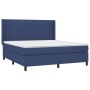 Blaues Boxspringbett 180x200 cm mit Stoffbezug, Matratze und Kopfteil für erholsamen Schlaf.