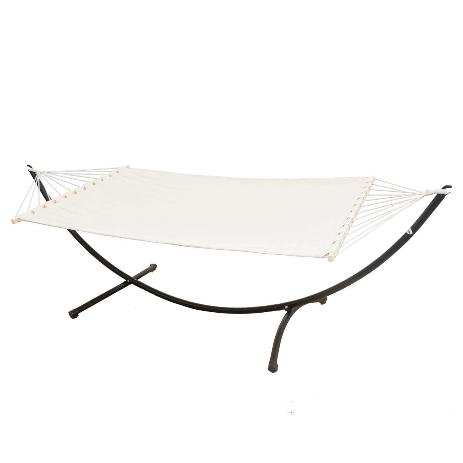 AMANKA Doppel-Hängematte mit Gestell bis 120 kg 200 x 120 cm Beige