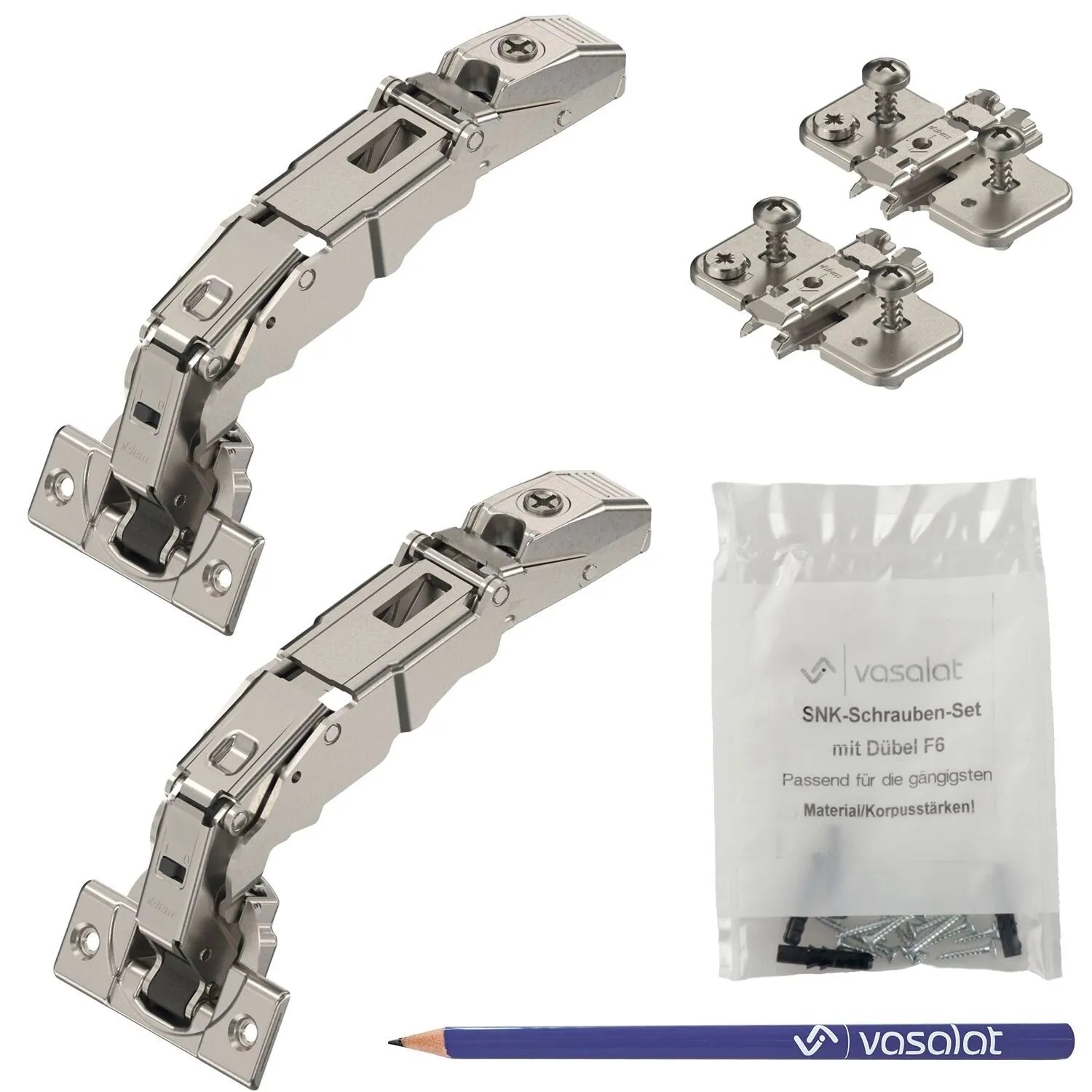 vasalat Set Blum Clip Top Blumotion Weitwinkelscharniere 155 Grad zum Anschrauben mit Platten