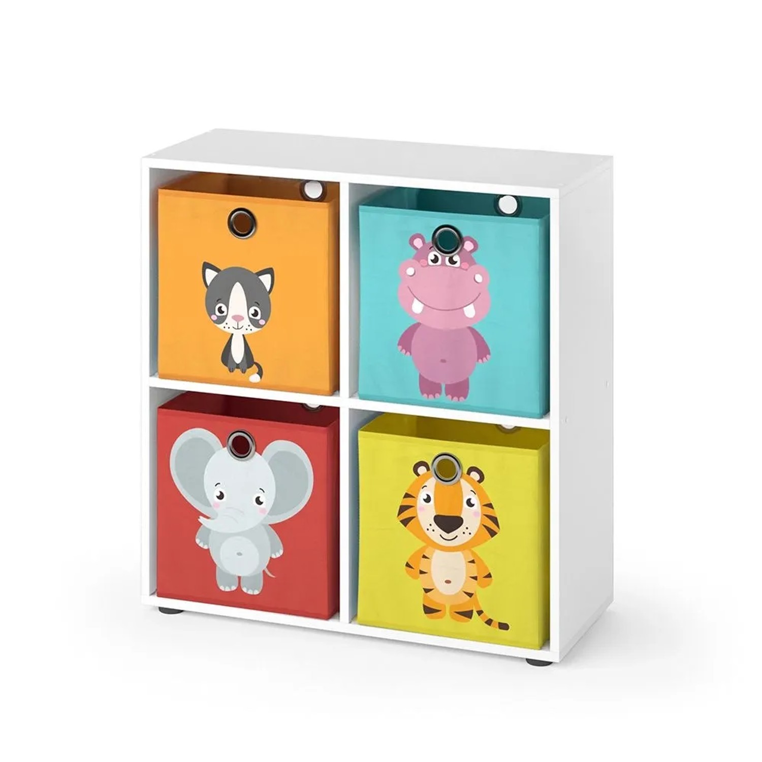 Vicco Kinderregal Tetra Weiß 73 x 72 mit 4 Faltboxen Rot Gelb Art Nr 37029