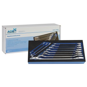 PROREGAL Werkzeugsatz mit 11 Doppelmaulschlüsseln (6-32mm) in Werkstattwagen-Einlage.