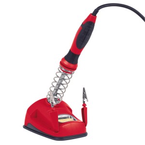 Rothenberger Industrial Lötkolben-Set 30 Watt mit roter Basisstation und Halteklemmen.
