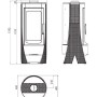 Technische Zeichnung Plamen Gusskaminofen NERA, Maße und Details des Kaminofens.