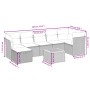 Graue 9-teilige Garten-Sofagarnitur aus Polyrattan mit Kissen und Tisch. Gartenmöbel für Terrasse und Garten.