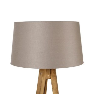 QAZQA Ländliches Stativ Vintage Holz mit Leinenschirm Taupe 45 cm Tripod Classic