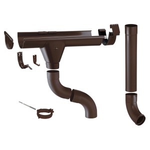 Zambelli Dachrinnen Komplettset, 7-teilig, kupferbraun, für Gartenhaus. Inkl. Rinnen, Fallrohre und Zubehör.