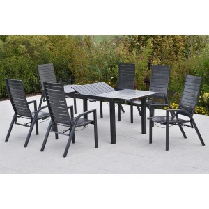 Merxx Patmos 5-tlg. Balkonmöbel-Set mit Klapptisch (70x70 cm) und 2 Klappstühlen mit Auflagen.