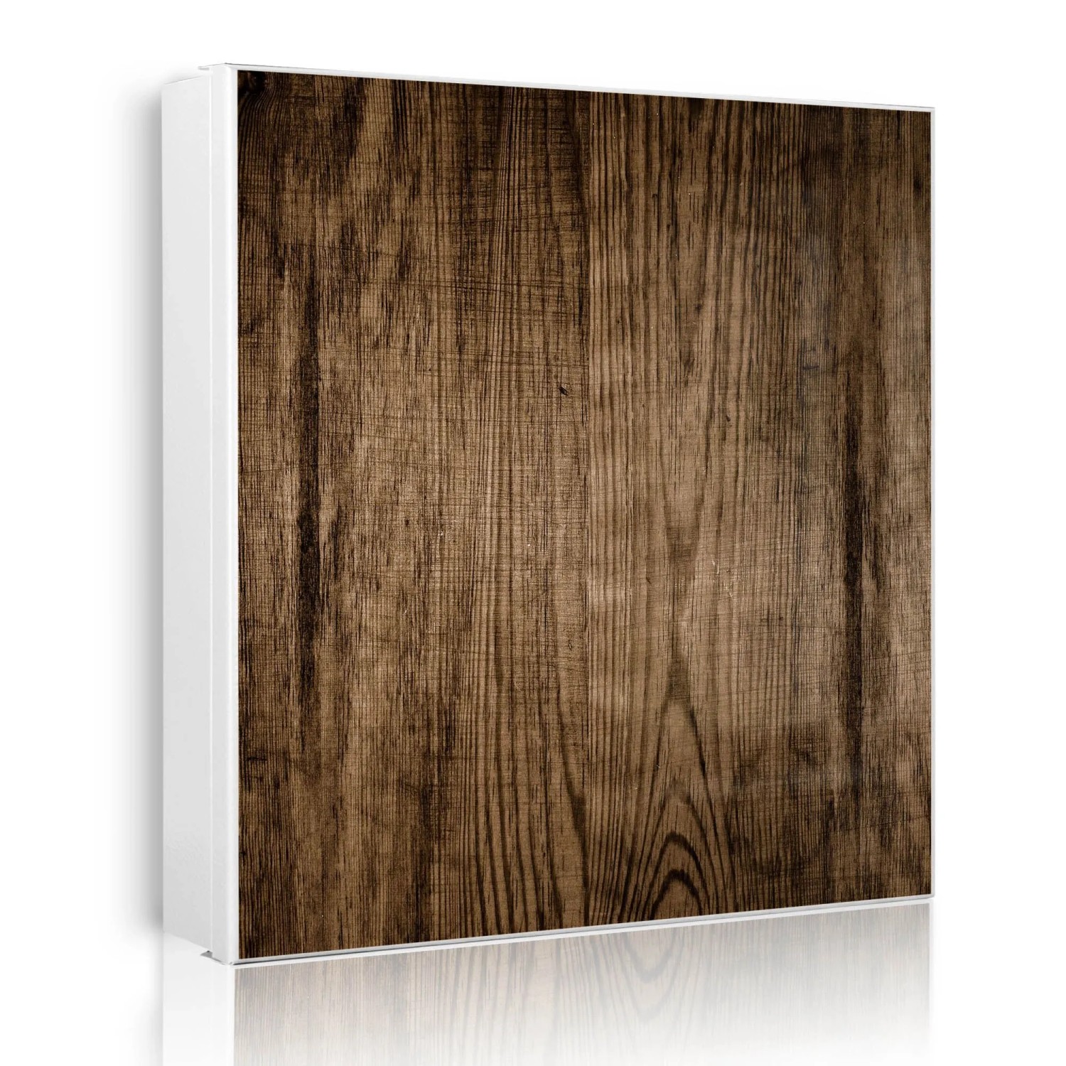 Banjado Großer Schlüsselkasten Metall 30x30cm Weiß Scharnier Rechts 50 Haken Beschreibbar Magnetisch Motiv Maserung Dunkel