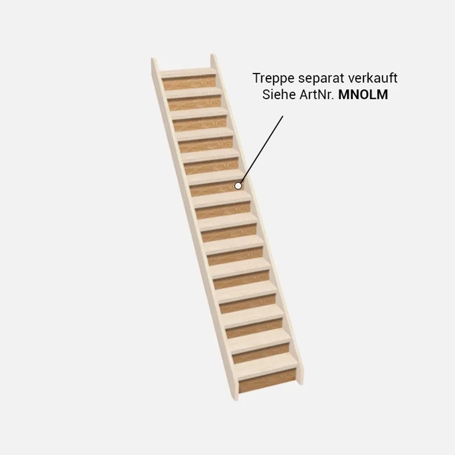 Kordo Setzstufen für gerade Normandie Treppe, Fichte unbehandelt, 14er Set für Innenbereich.