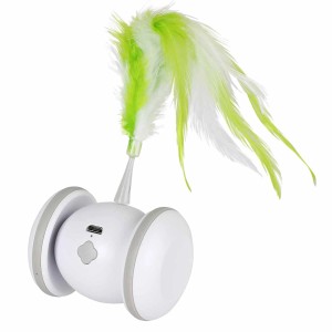 EBI Katzenspielzeug Racing Roller, elektronisch, weiß-grün mit Federaufsatz.