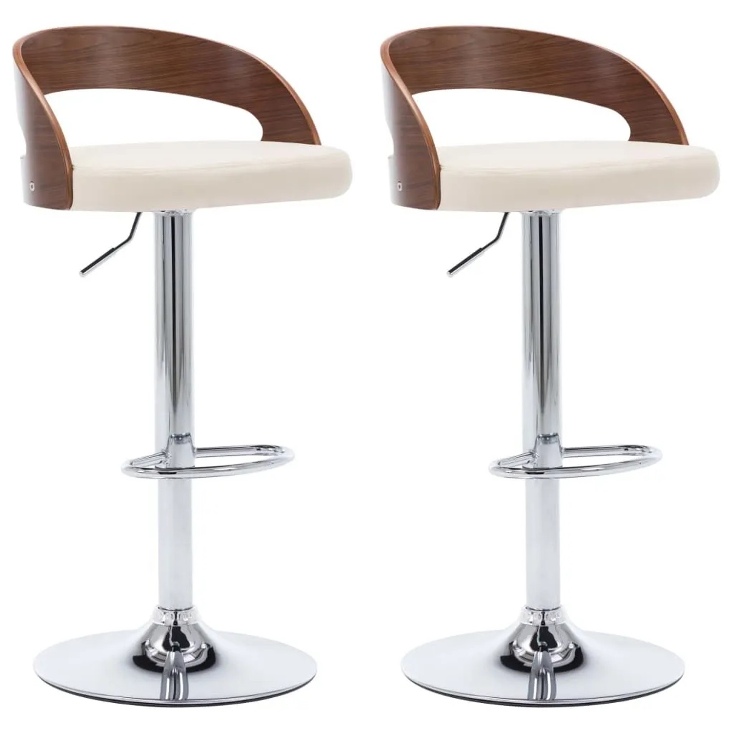 vidaXL Barhocker 2 Stk Cremeweiß Kunstleder und Bugholz 283145