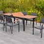 Merxx Gartenmöbel-Set Paxos, 7-teilig mit Ausziehtisch und 6 Stapelsesseln aus Aluminium und Akazienholz.