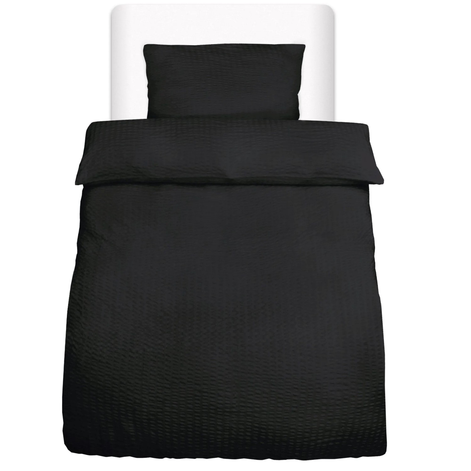 Beautissu Meline Bettbezug 155x220cm + Kissenbezug 40x80cm Schwarz Seersuck günstig online kaufen