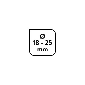 Symbol für Brausehalter: Geeignet für Duschstangen mit Ø 18-25 mm.
