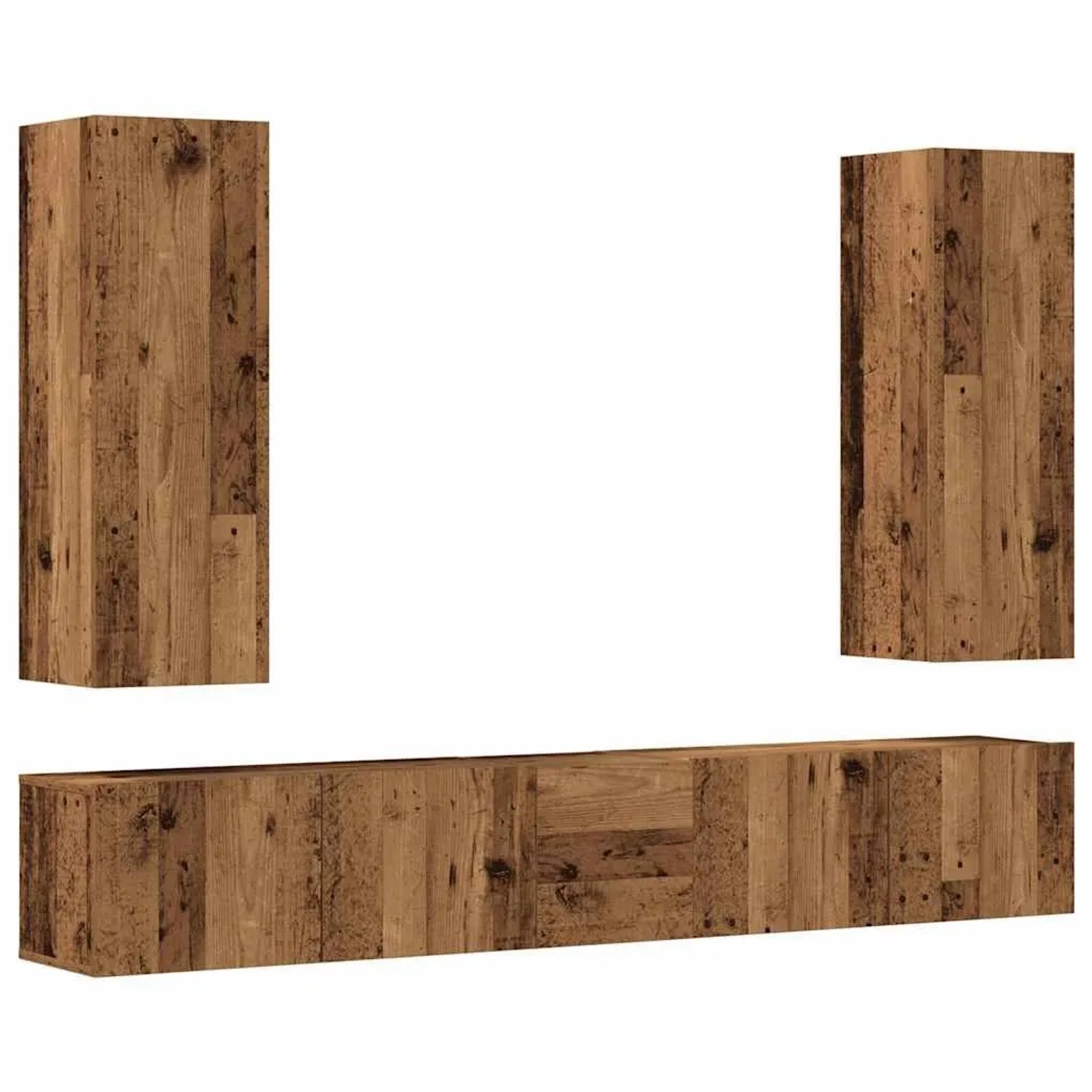 vidaXL 5 Tlg TV-Schrank-Set Wandmontage Altholz-Optik Holzwerkstoff 3329193