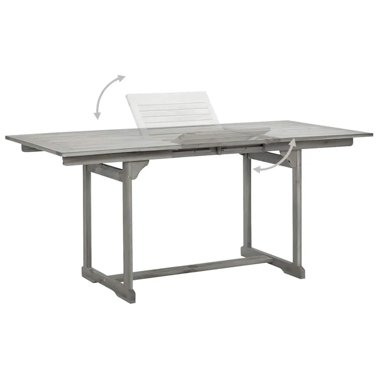 DELUKE Garten-Esstisch VEGO Grau 120-170x80x75cm Massivholz Akazie Eckig Gartentisch Holz Klappbar Outdoortisch Terrassentisch_4