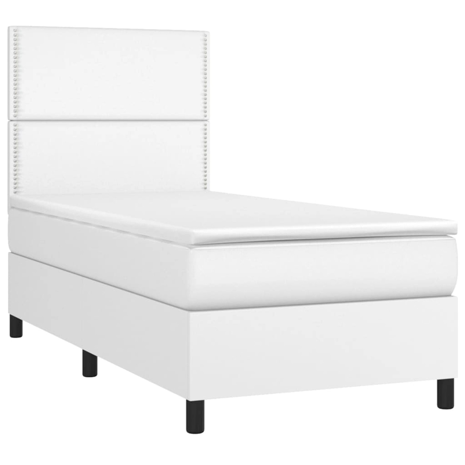 vidaXL Boxspringbett mit Matratze & LED Weiß 90x200 cm Kunstleder 3135862 günstig online kaufen