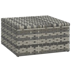 Grauer vidaXL Fußhocker aus Polyrattan, Teil des 3-tlg. Garten-Lounge-Sets.
