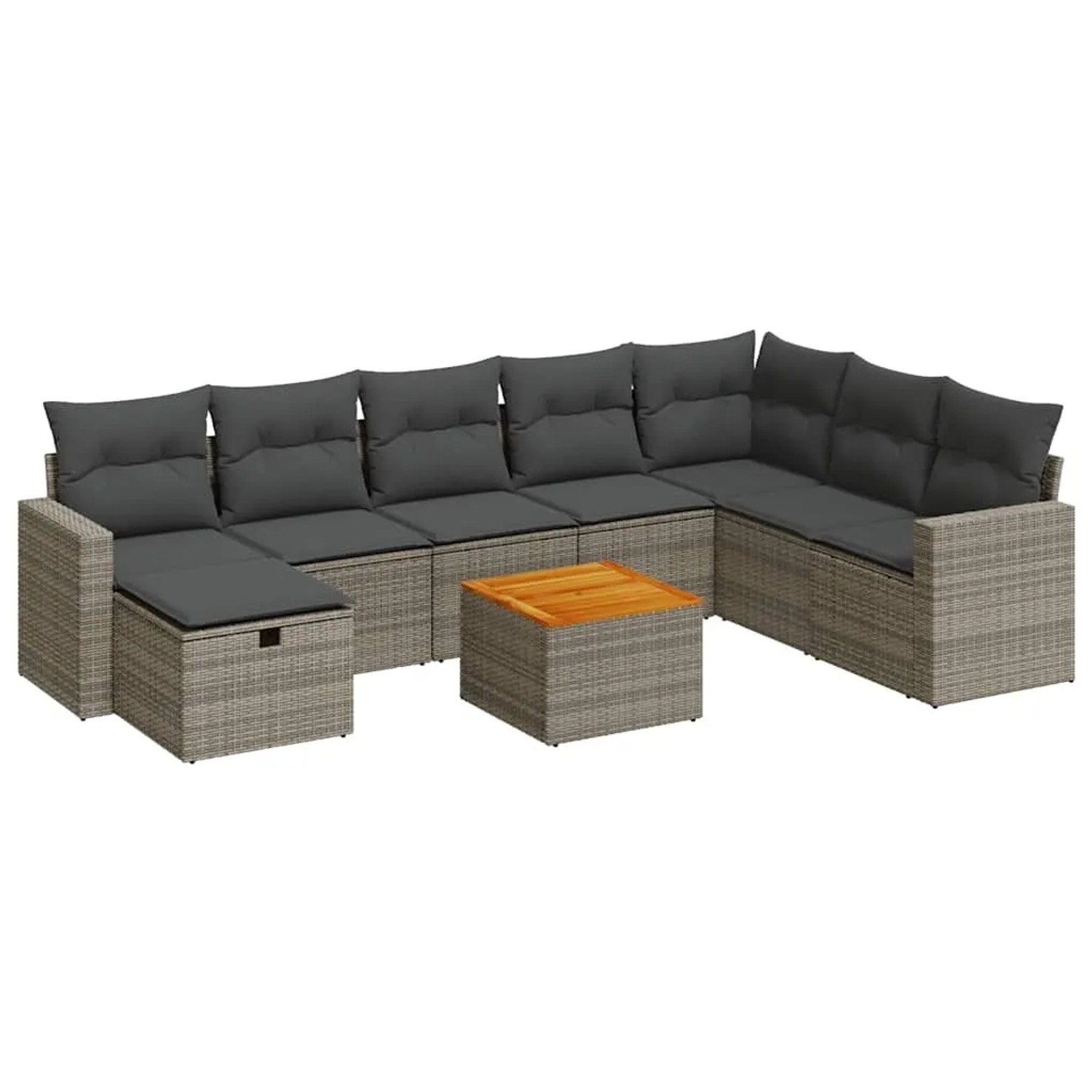 vidaXL 9-Tlg Garten-Sofagarnitur mit Kissen Grau Poly Rattan 3325805 günstig online kaufen