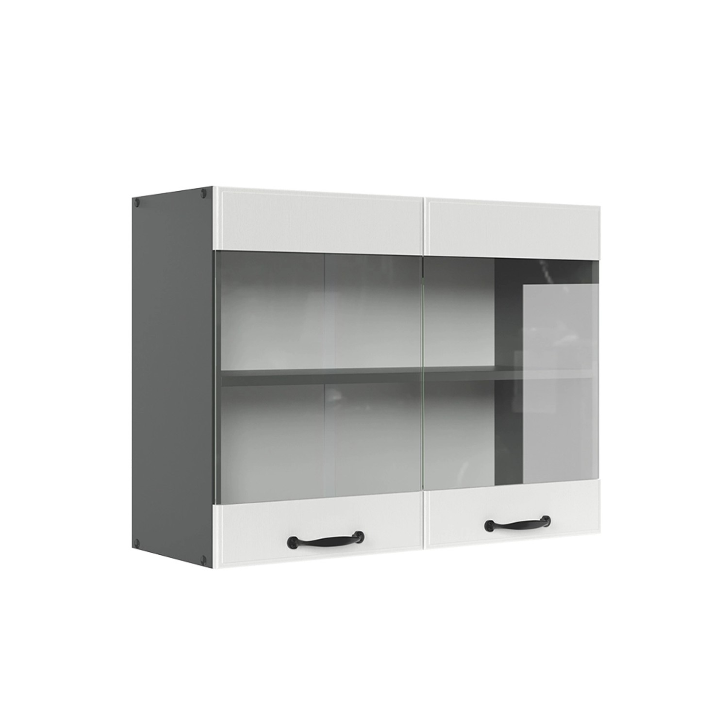 Thumbnail - Vicco Küchenglasschrank R-Line Glashängeschrank Weiß Landhaus/Anthrazit 80 cm