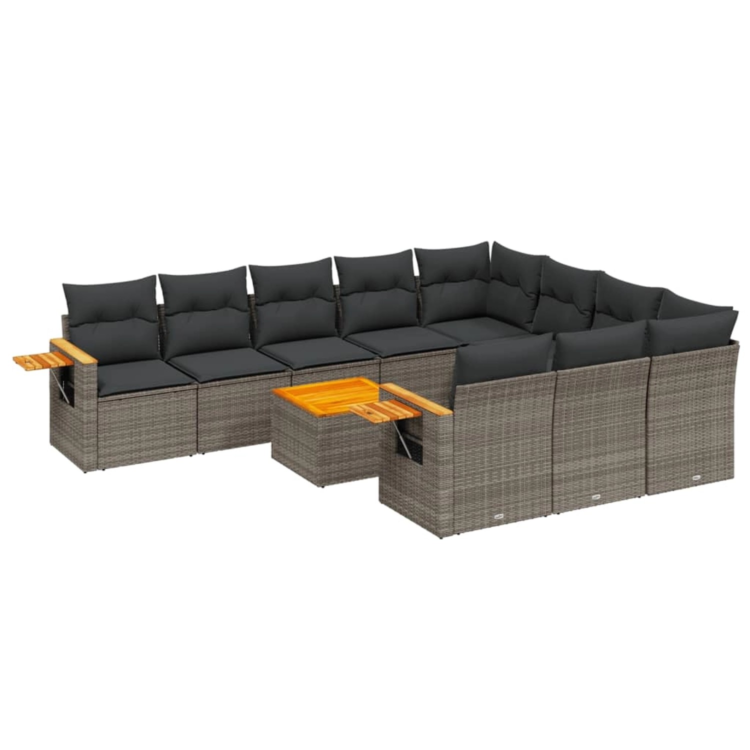 vidaXL 11-Tlg Garten-Sofagarnitur mit Kissen Grau Poly Rattan 3227187 günstig online kaufen