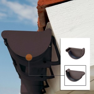 Inefa Rinnenboden rechts, PVC, dunkelbraun, halbrund, für NW 100 Dachrinne. Mit Gummidichtung zur Abdichtung.
