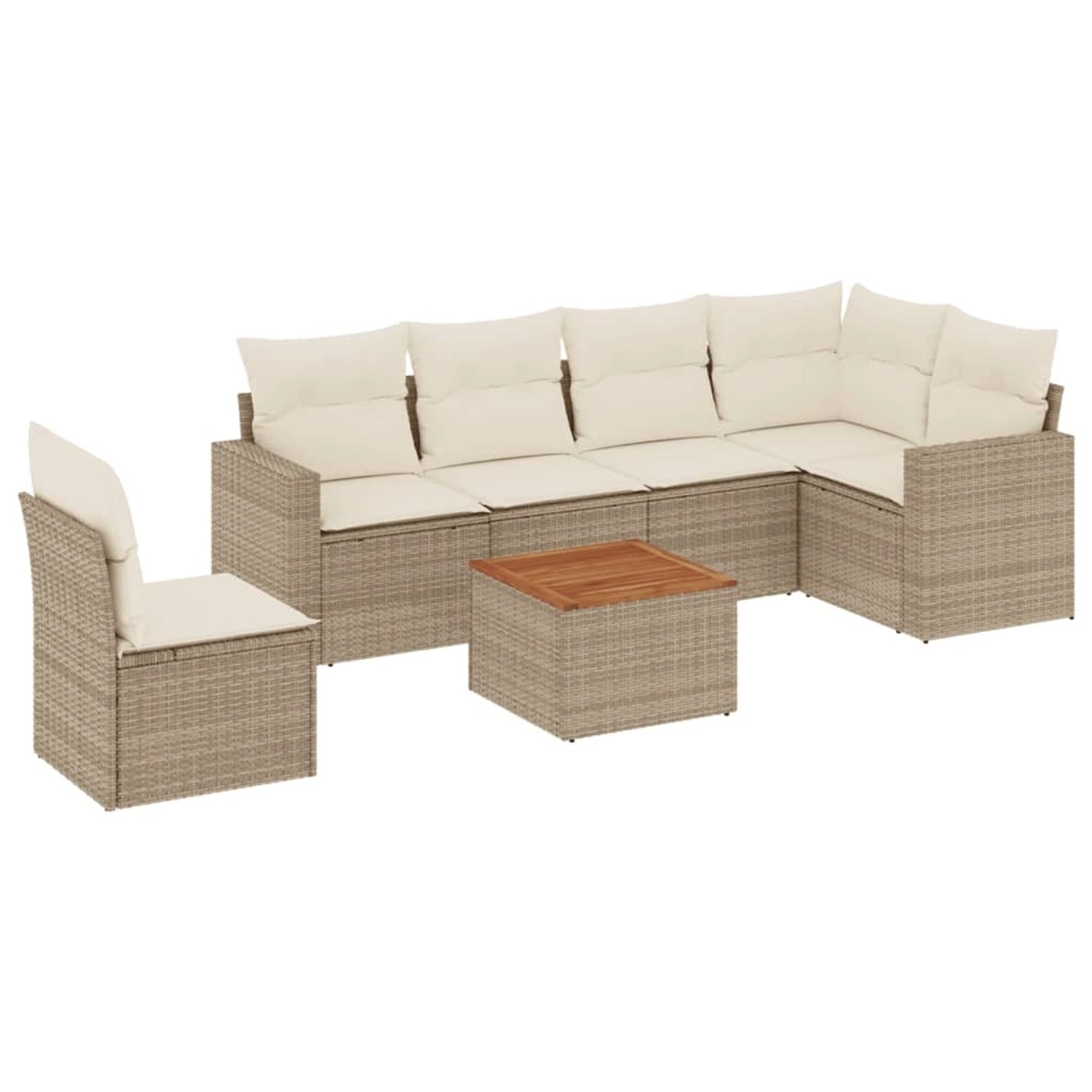 vidaXL 7-Tlg Garten-Sofagarnitur mit Kissen Beige Poly Rattan 3224147 günstig online kaufen