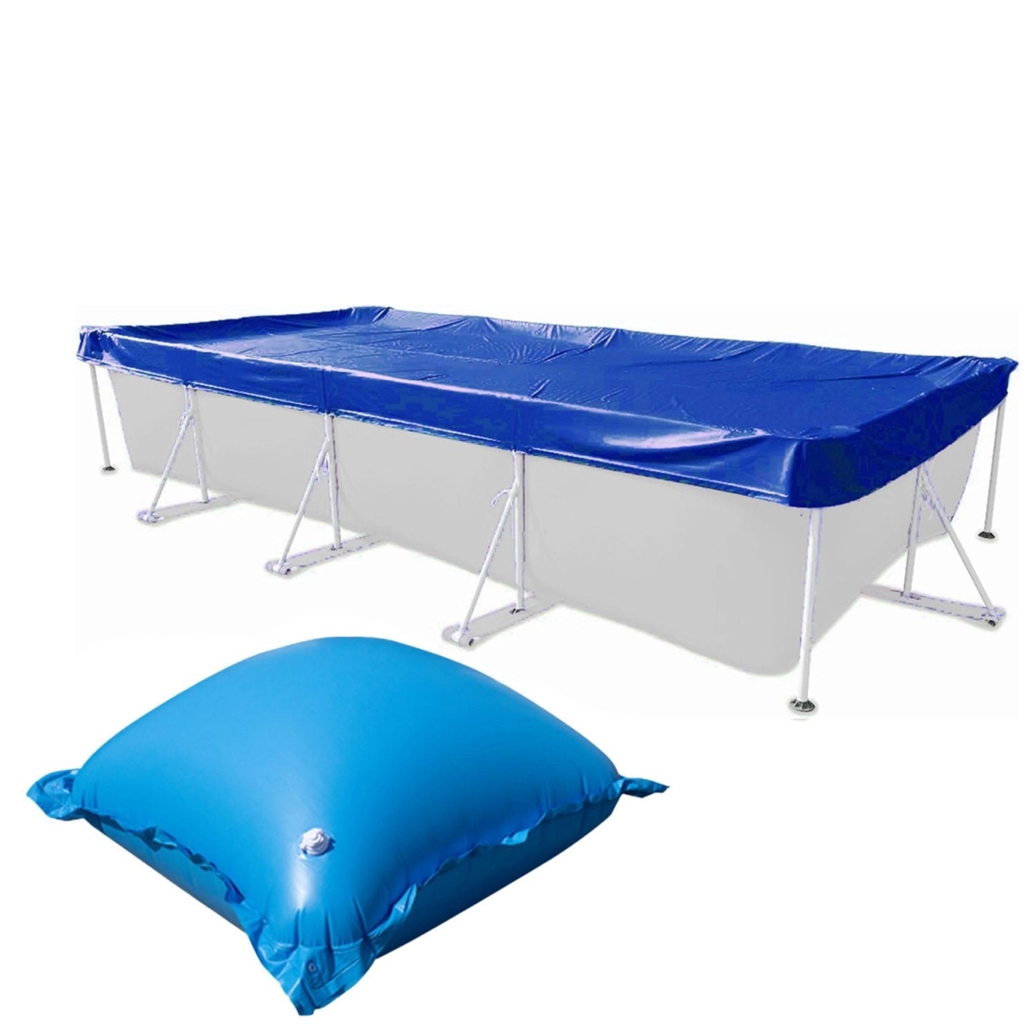 Evolution Abdeckplane mit 10 Luftkissen SET Rechteck 600x300cm Blau Winter Pool