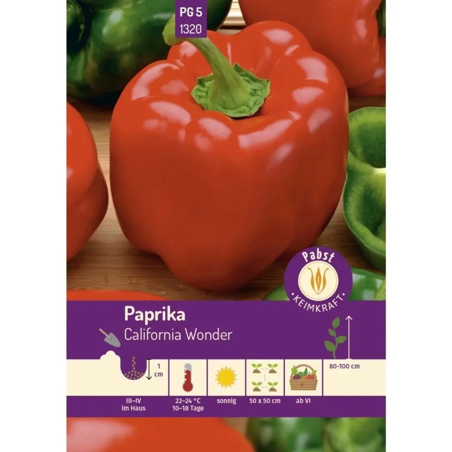 Pabst Keimkraft Paprika Früh & Blockförmig California Wonder Saatgut