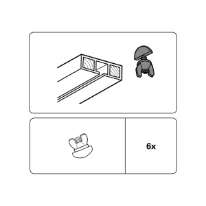 Gardinia Zwischenfeststeller 6er-Pack für Gardinenschienen, weiße Kunststoff-Stopper.