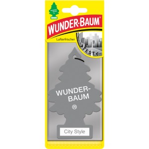 Wunderbaum City Style Lufterfrischer für Auto, grauer Tannenbaum mit Skyline.