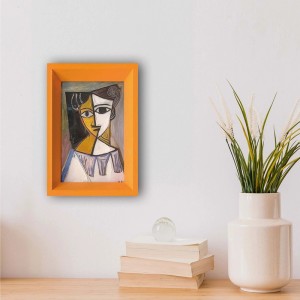 Art Universe Leinwandbild 'Abstract Golden Woman' im orangefarbenen Rahmen, modernes Dekoartikel für Wohnräume.