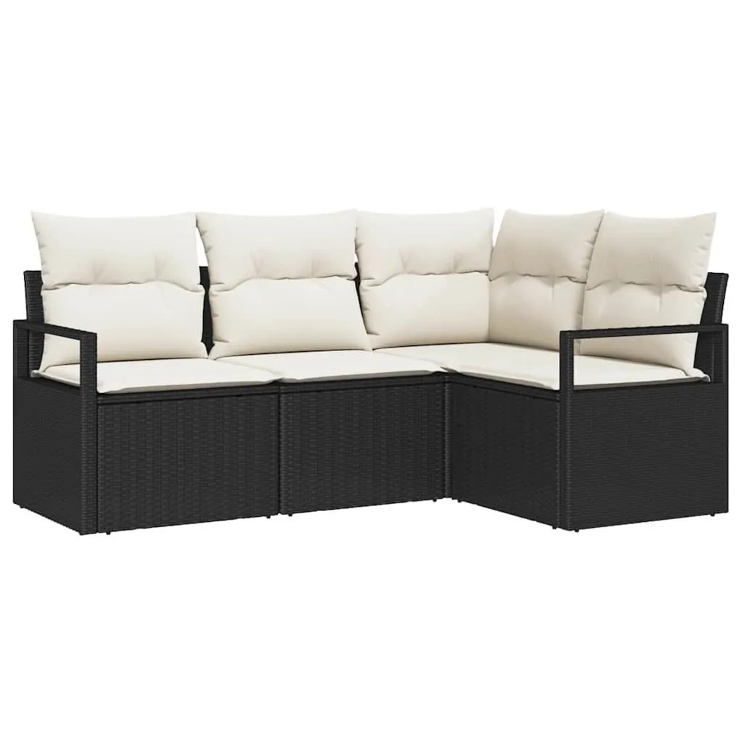vidaXL Sofa Set mit Kissen 4 Stk Schwarz und Creme Poly-Rattan 3355026