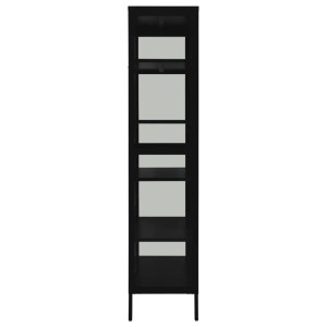 Schwarze vidaXL Vitrine (90x40x180 cm) aus Stahl und Glas, Büroschrank mit Regalfächern.