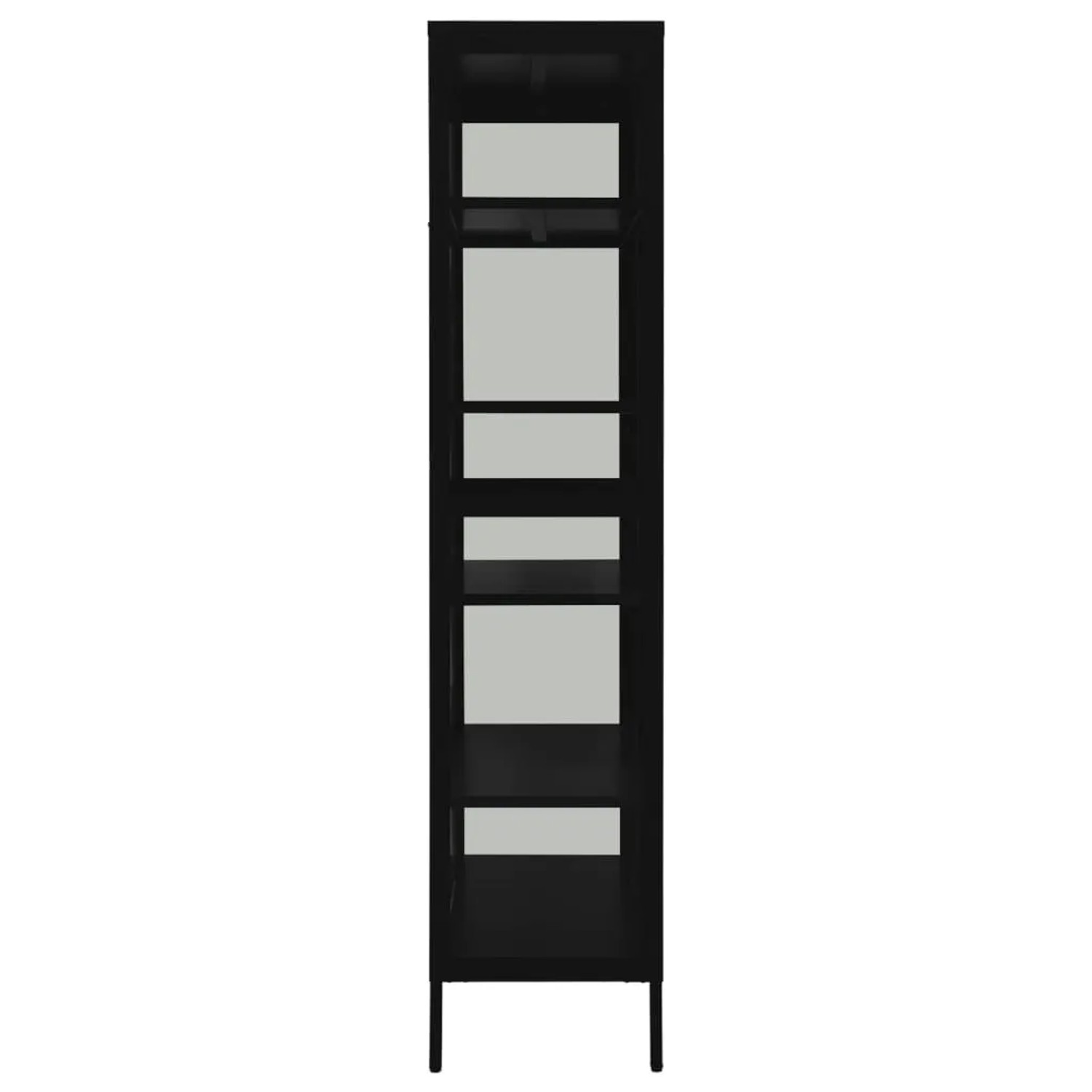 Schwarze vidaXL Vitrine (90x40x180 cm) aus Stahl und Glas, Büroschrank mit Regalfächern.