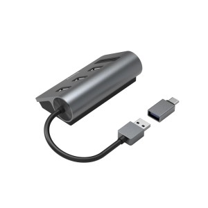 Hama USB-Hub/Kartenleser mit 5 Ports, USB-A, SD/microSD und USB-C-Adapter.