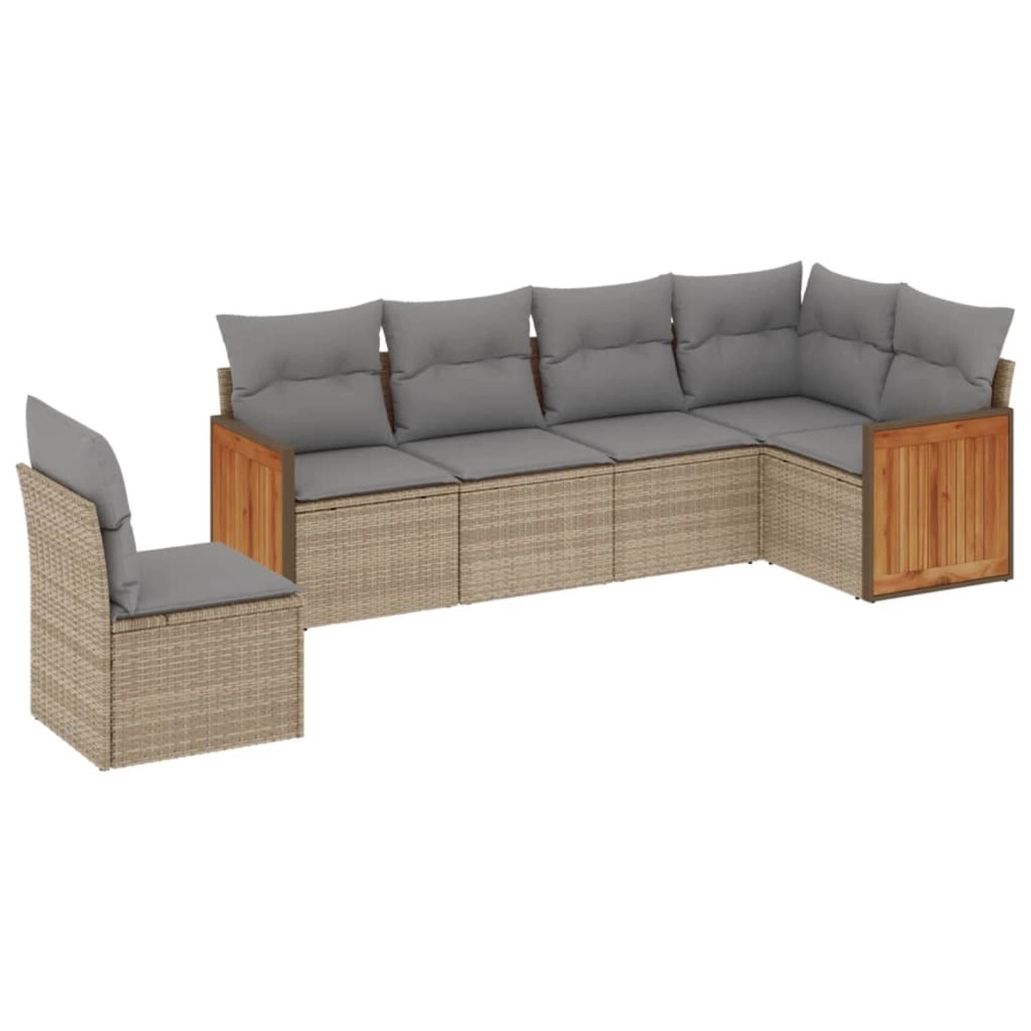 vidaXL 6-Tlg Garten-Sofagarnitur mit Kissen Beige Poly Rattan 3227697 günstig online kaufen