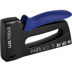 LUX Handtacker Comfort für Feindrahtklammern und Nägel, blau/schwarz.