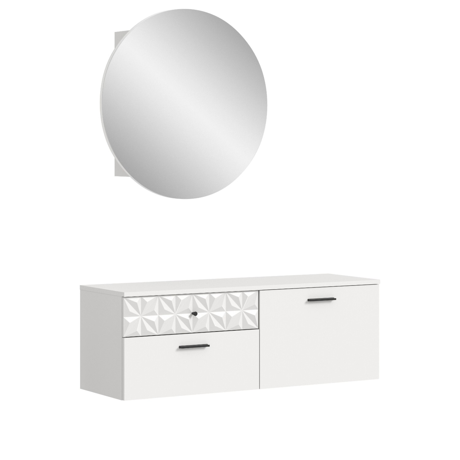 Inn.Furn Garderoben-Set in Weiß Hochglanz 110 cm Relief günstig online kaufen