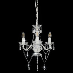 vidaXL Kronleuchter mit Perlen Weiß Rund 3xE14 281596