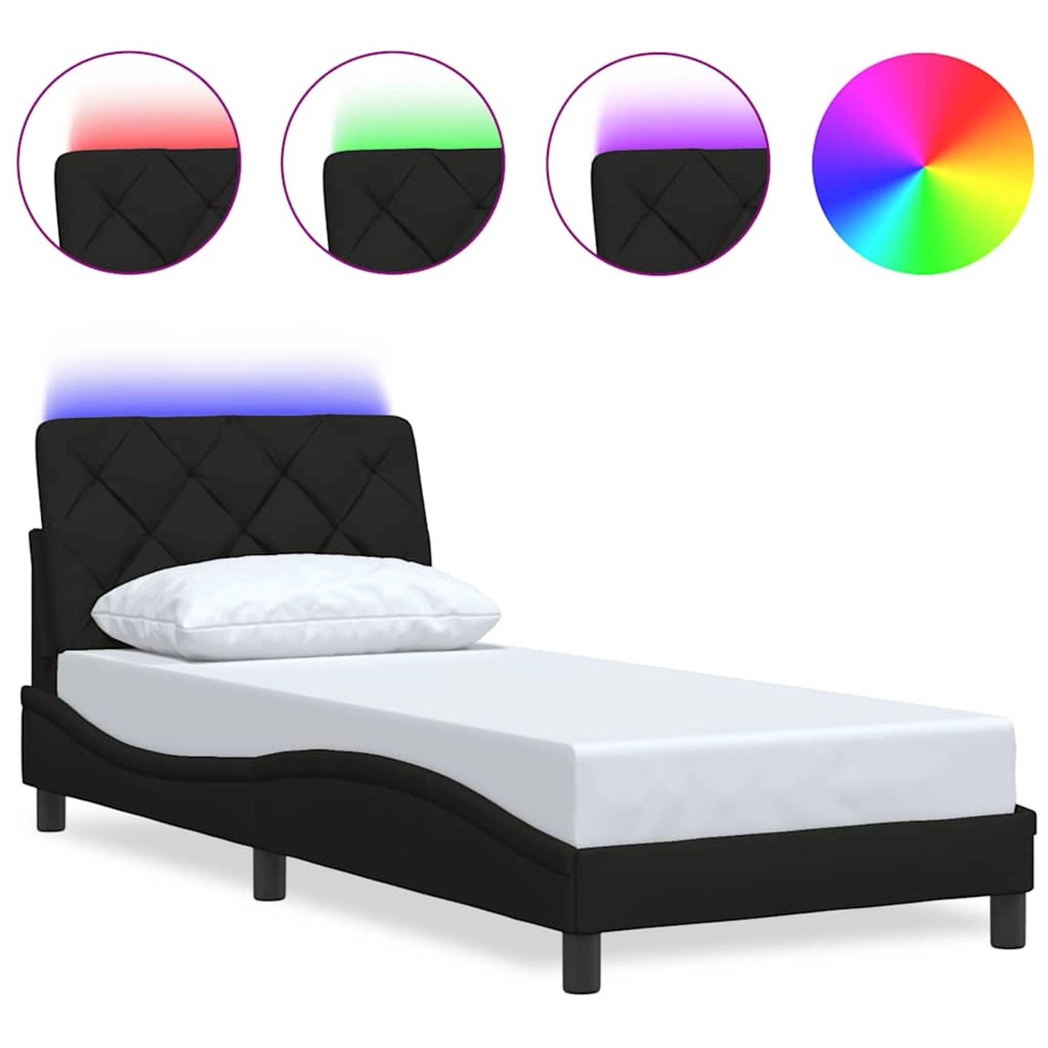 vidaXL Bettgestell mit LED ohne Matratze Schwarz 90x190 cm Stoff 3310638 günstig online kaufen
