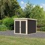 Karibu Fahrradgarage Terragrau: Fahrradbox aus Holz mit Doppeltür und Platz für 3 Fahrräder.