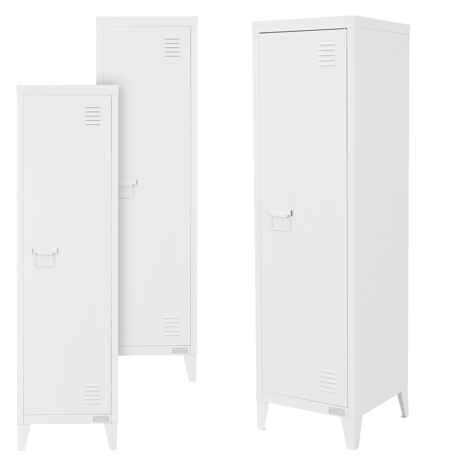 ML-Design 3Er Set Aktenschrank Hoch 38x38x137,5 cm Weiß aus Stahl günstig online kaufen